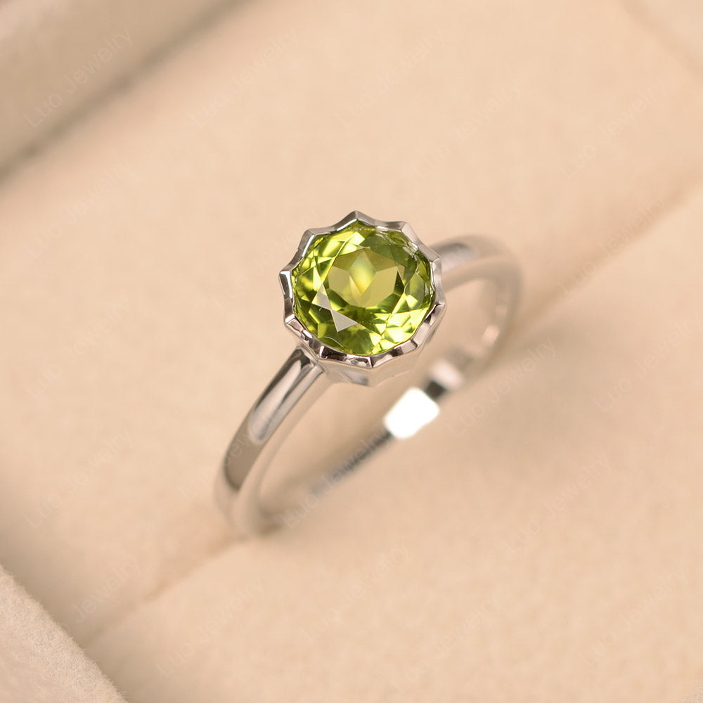 Peridot Bezel Set Solitaire Engagement Ring - LUO Jewelry