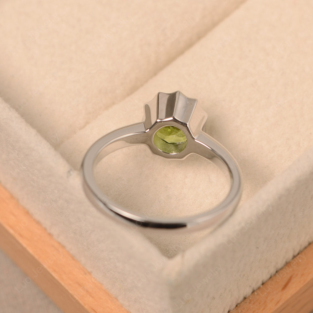 Peridot Bezel Set Solitaire Engagement Ring - LUO Jewelry
