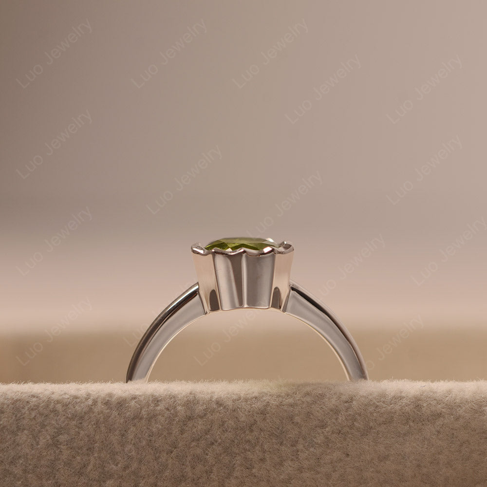 Peridot Bezel Set Solitaire Engagement Ring - LUO Jewelry