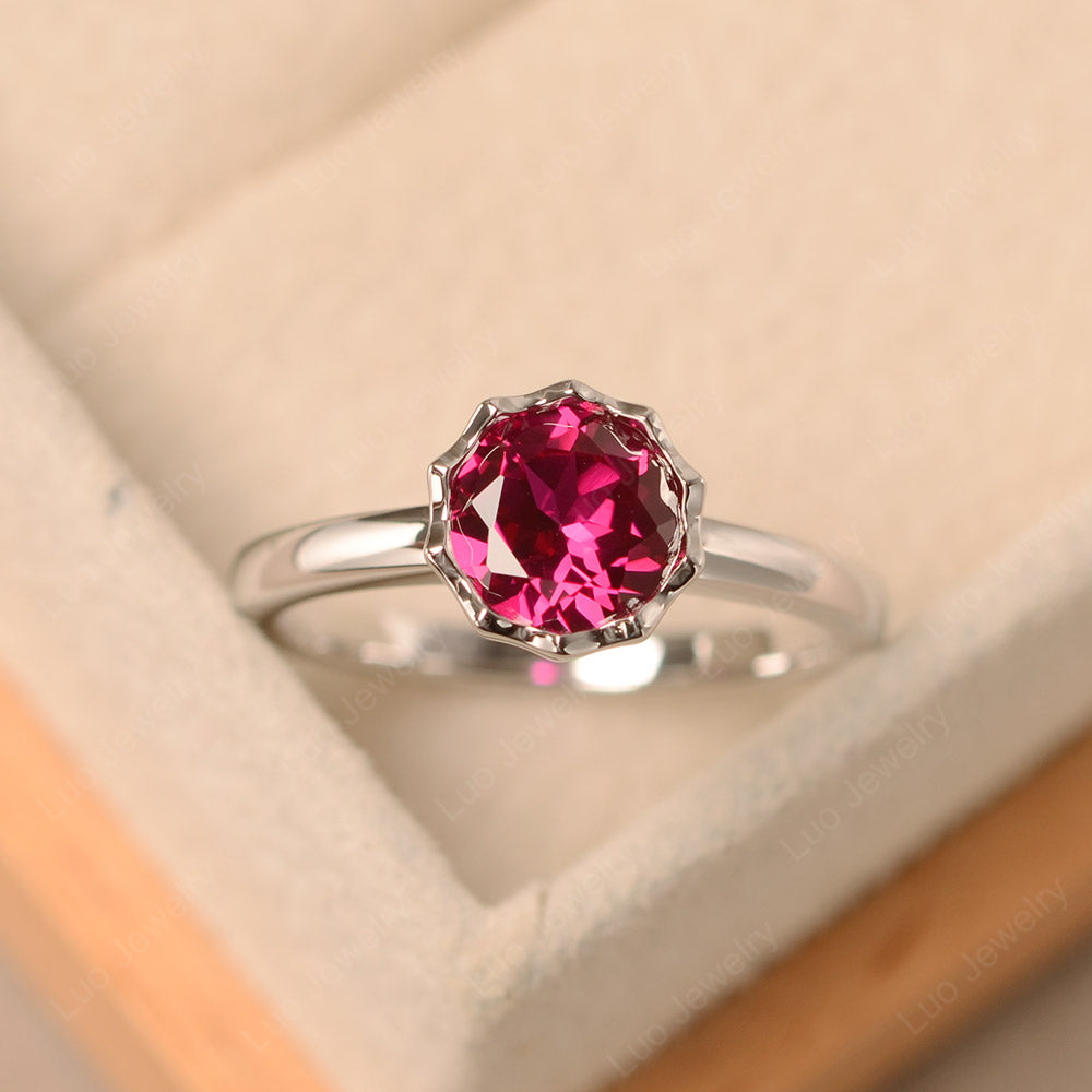 Ruby Bezel Set Solitaire Engagement Ring - LUO Jewelry