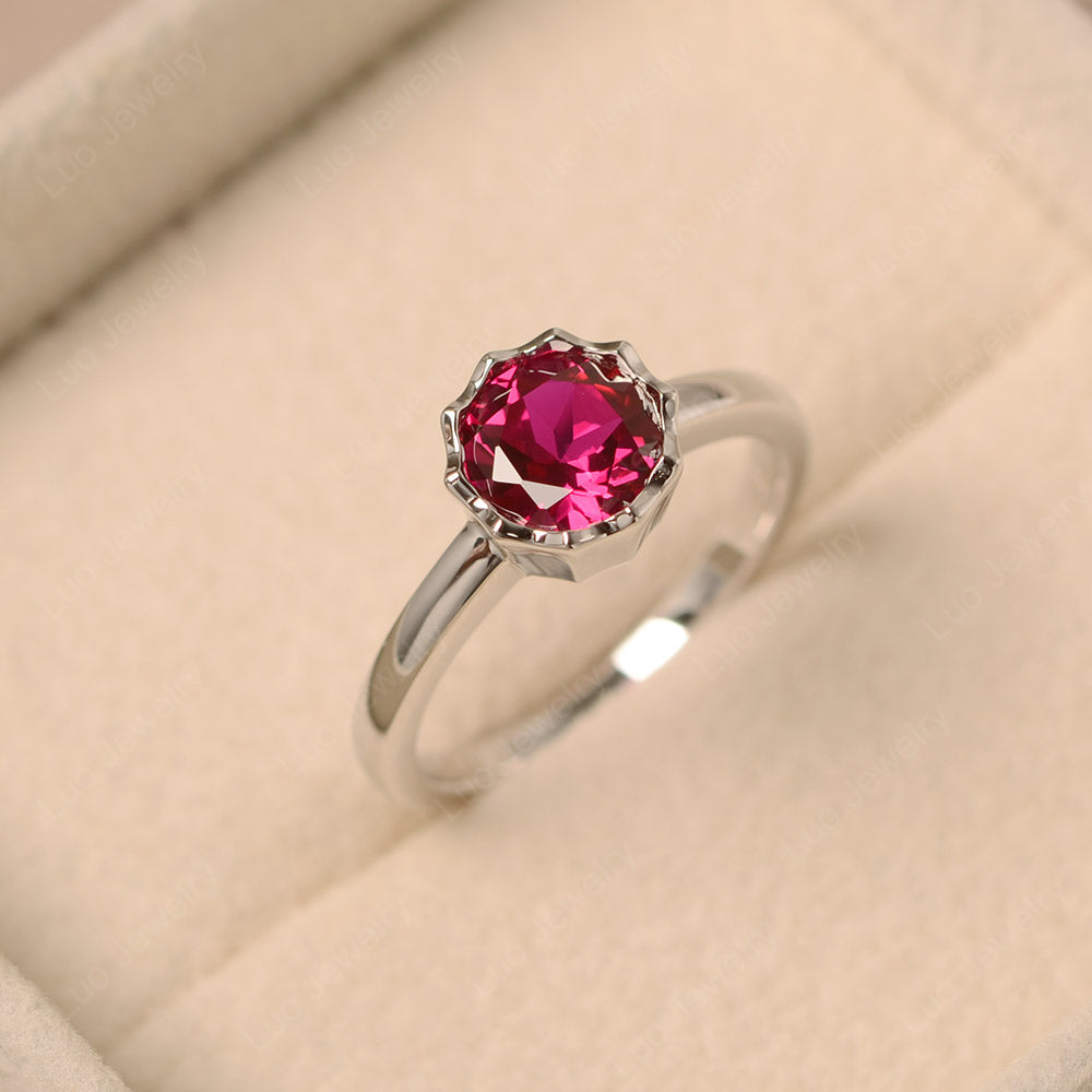 Ruby Bezel Set Solitaire Engagement Ring - LUO Jewelry