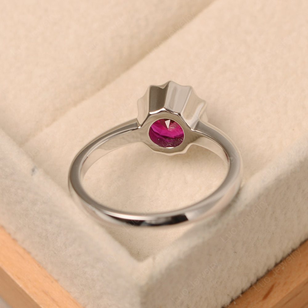 Ruby Bezel Set Solitaire Engagement Ring - LUO Jewelry