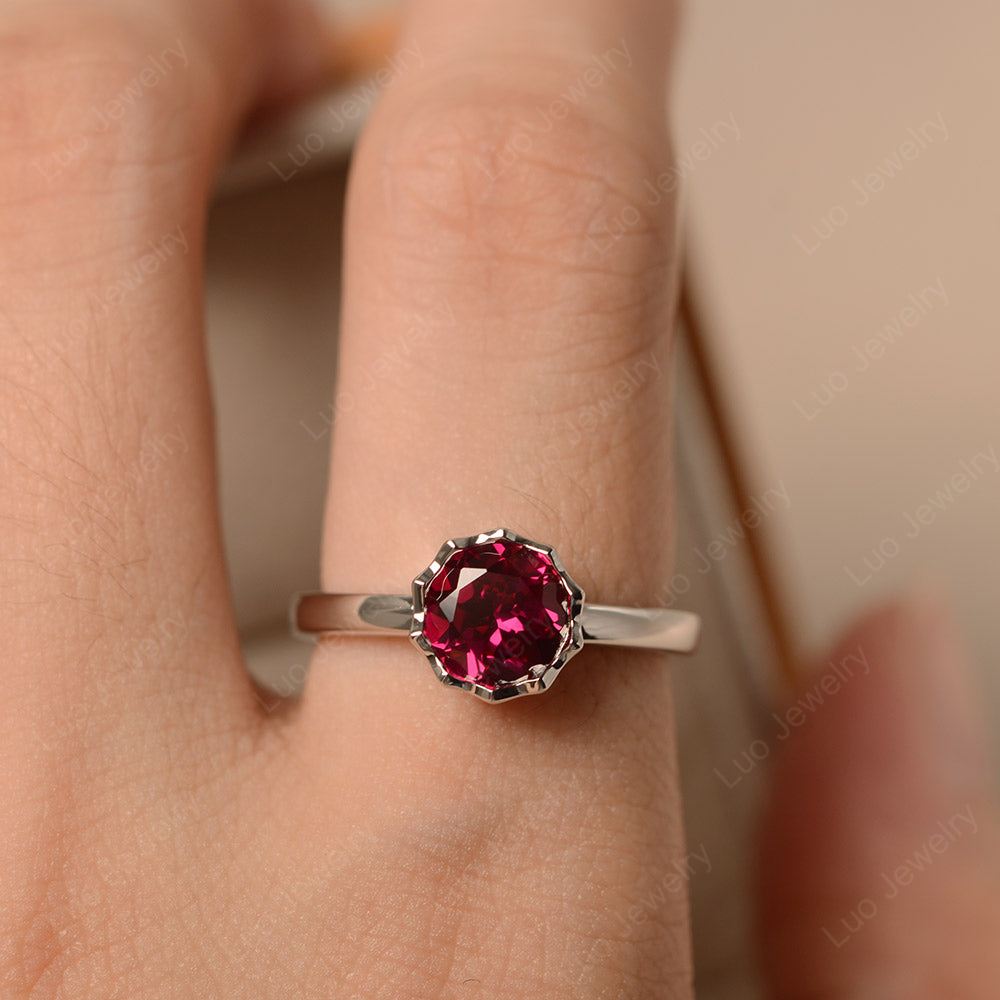 Ruby Bezel Set Solitaire Engagement Ring - LUO Jewelry