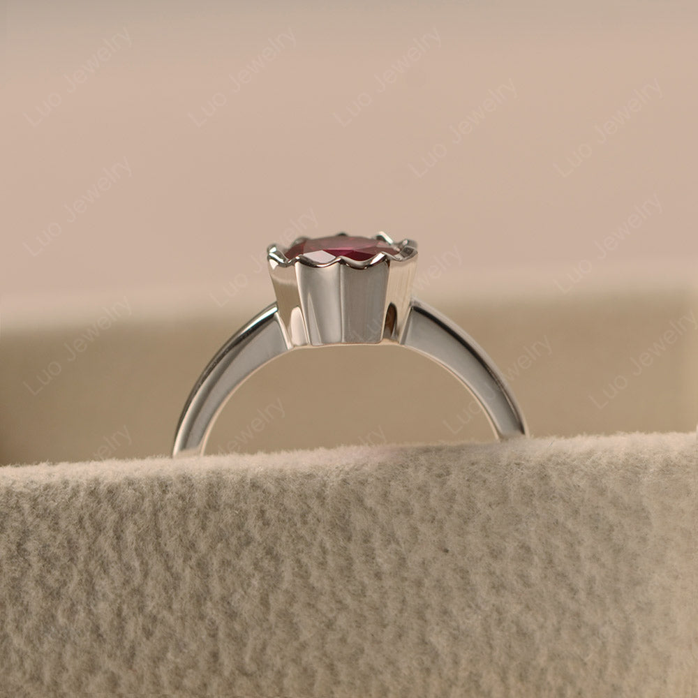 Ruby Bezel Set Solitaire Engagement Ring - LUO Jewelry
