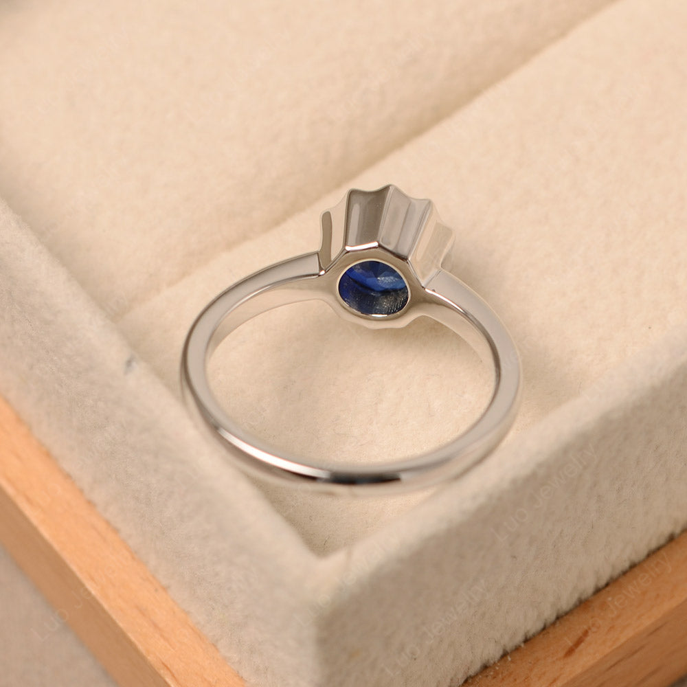 Lab Sapphire Bezel Set Solitaire Engagement Ring - LUO Jewelry
