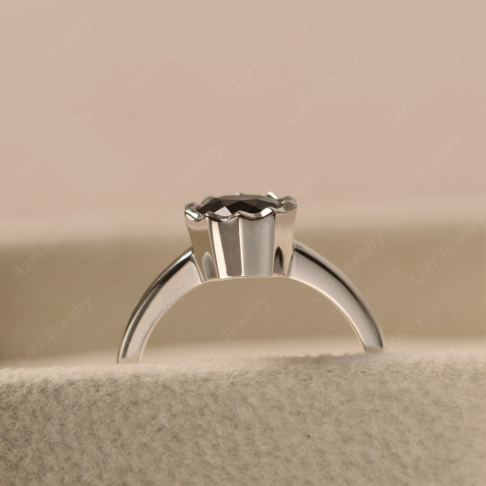 Smoky Quartz  Bezel Set Solitaire Engagement Ring - LUO Jewelry