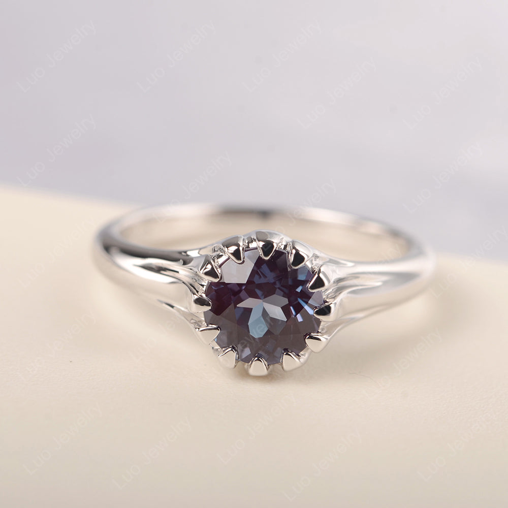 Vintage Alexandrite Solitaire Engagement Ring - LUO Jewelry