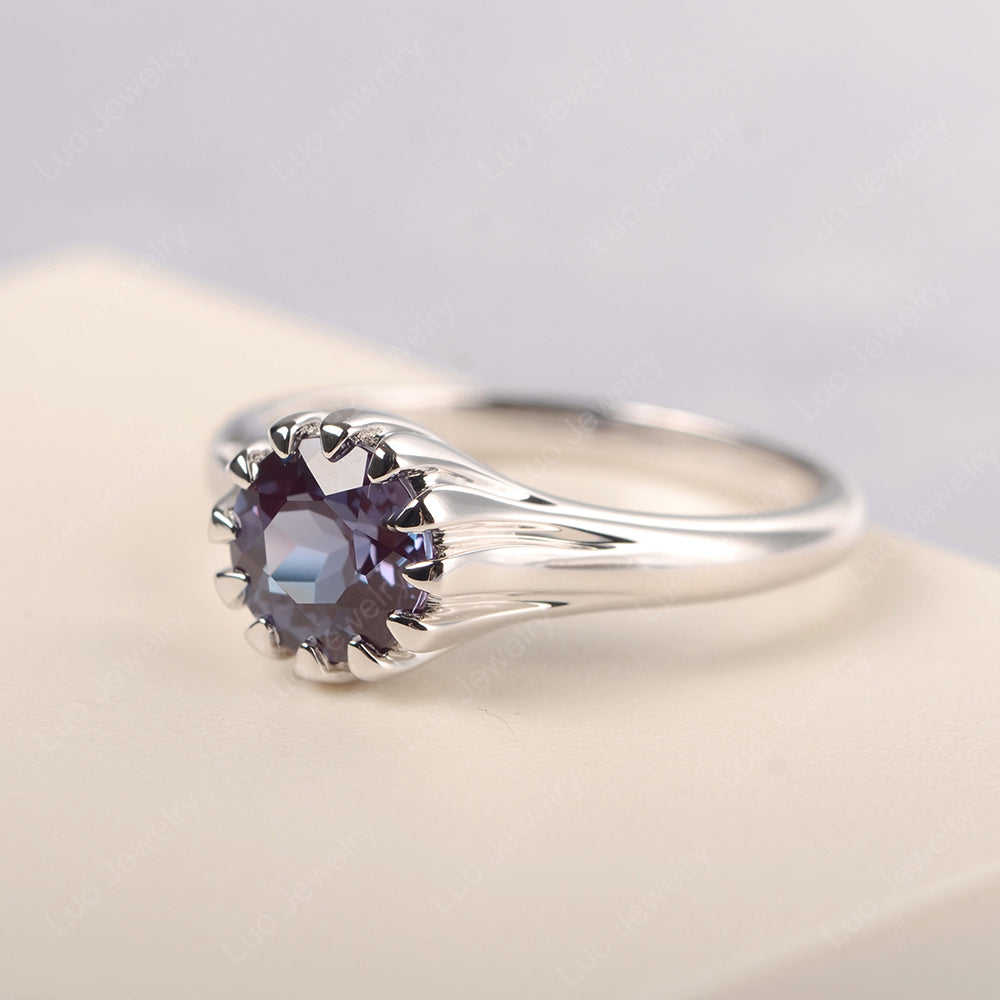 Vintage Alexandrite Solitaire Engagement Ring - LUO Jewelry