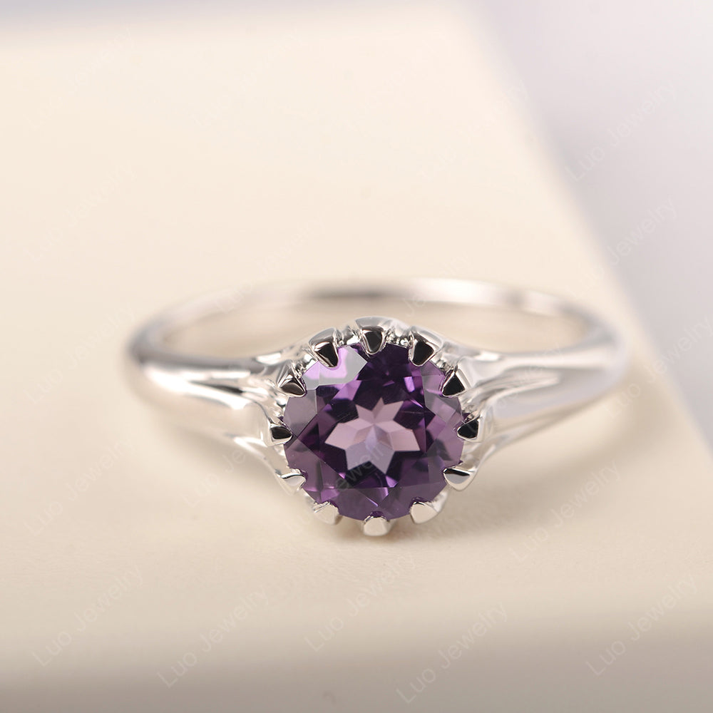 Vintage Amethyst Solitaire Engagement Ring - LUO Jewelry