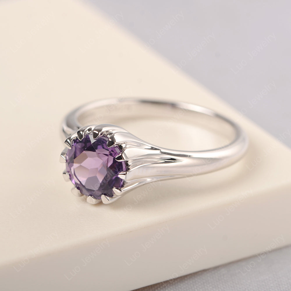 Vintage Amethyst Solitaire Engagement Ring - LUO Jewelry