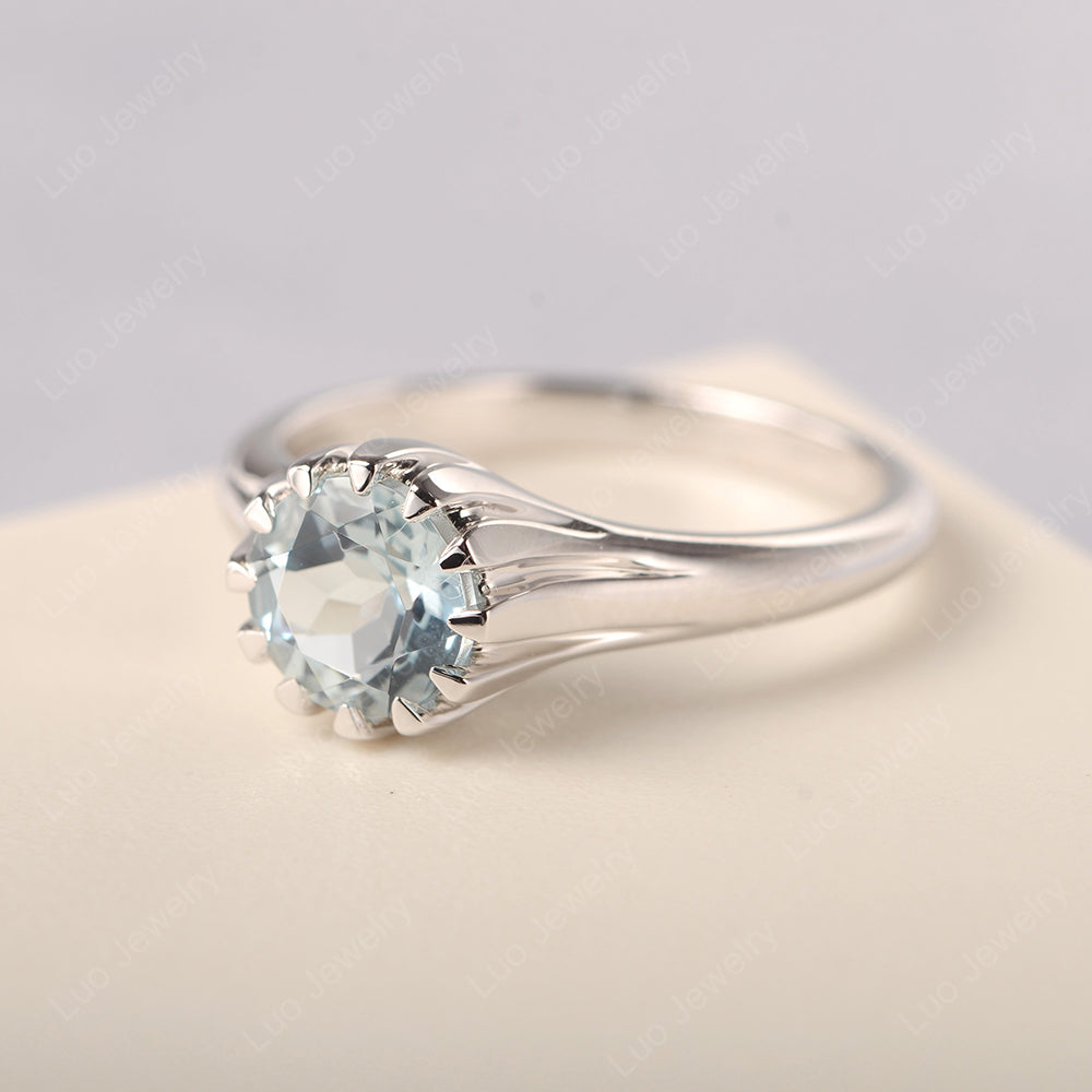 Vintage Aquamarine Solitaire Engagement Ring - LUO Jewelry