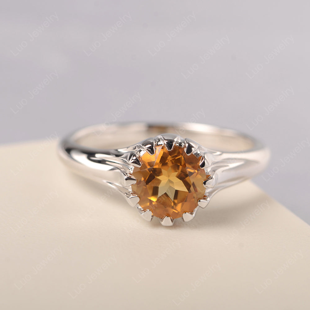 Vintage Citrine Solitaire Engagement Ring - LUO Jewelry