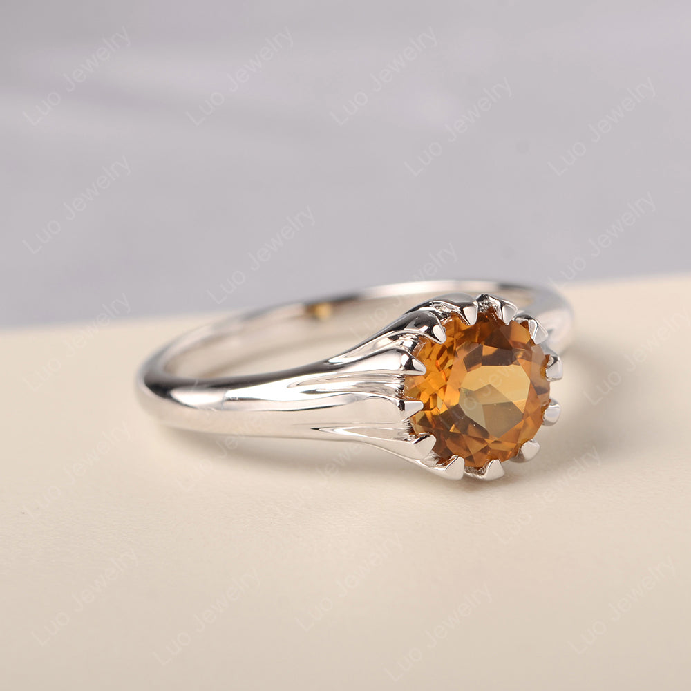 Vintage Citrine Solitaire Engagement Ring - LUO Jewelry