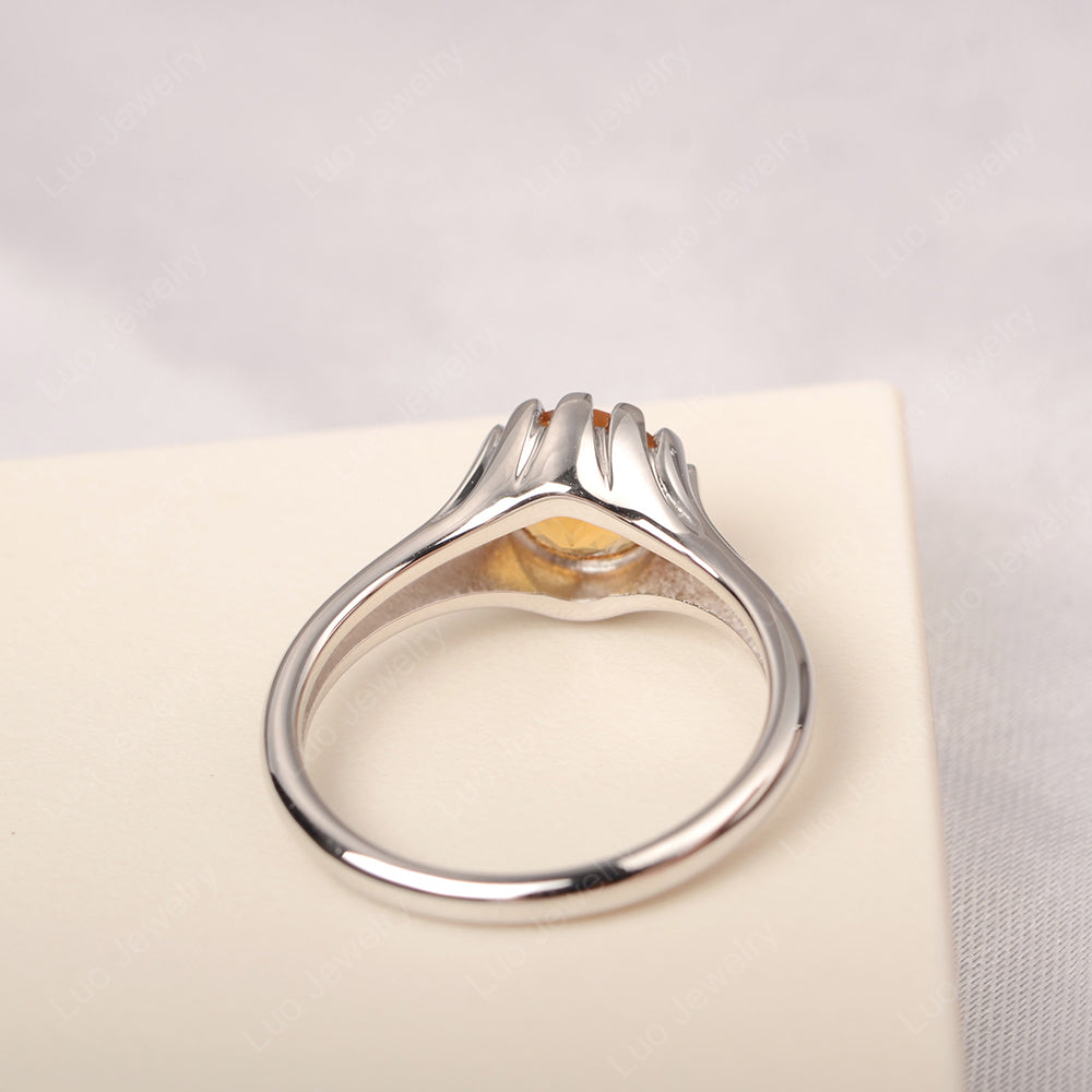 Vintage Citrine Solitaire Engagement Ring - LUO Jewelry