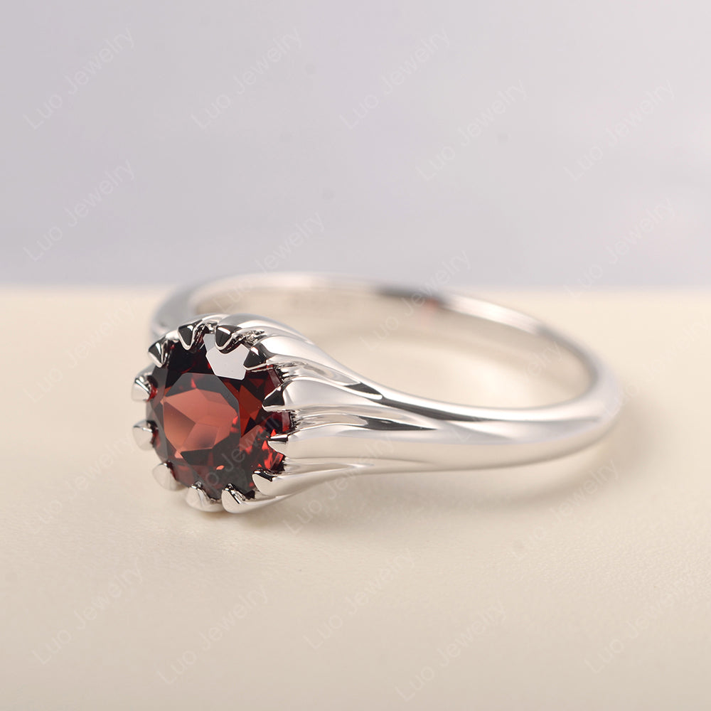 Vintage Garnet Solitaire Engagement Ring - LUO Jewelry