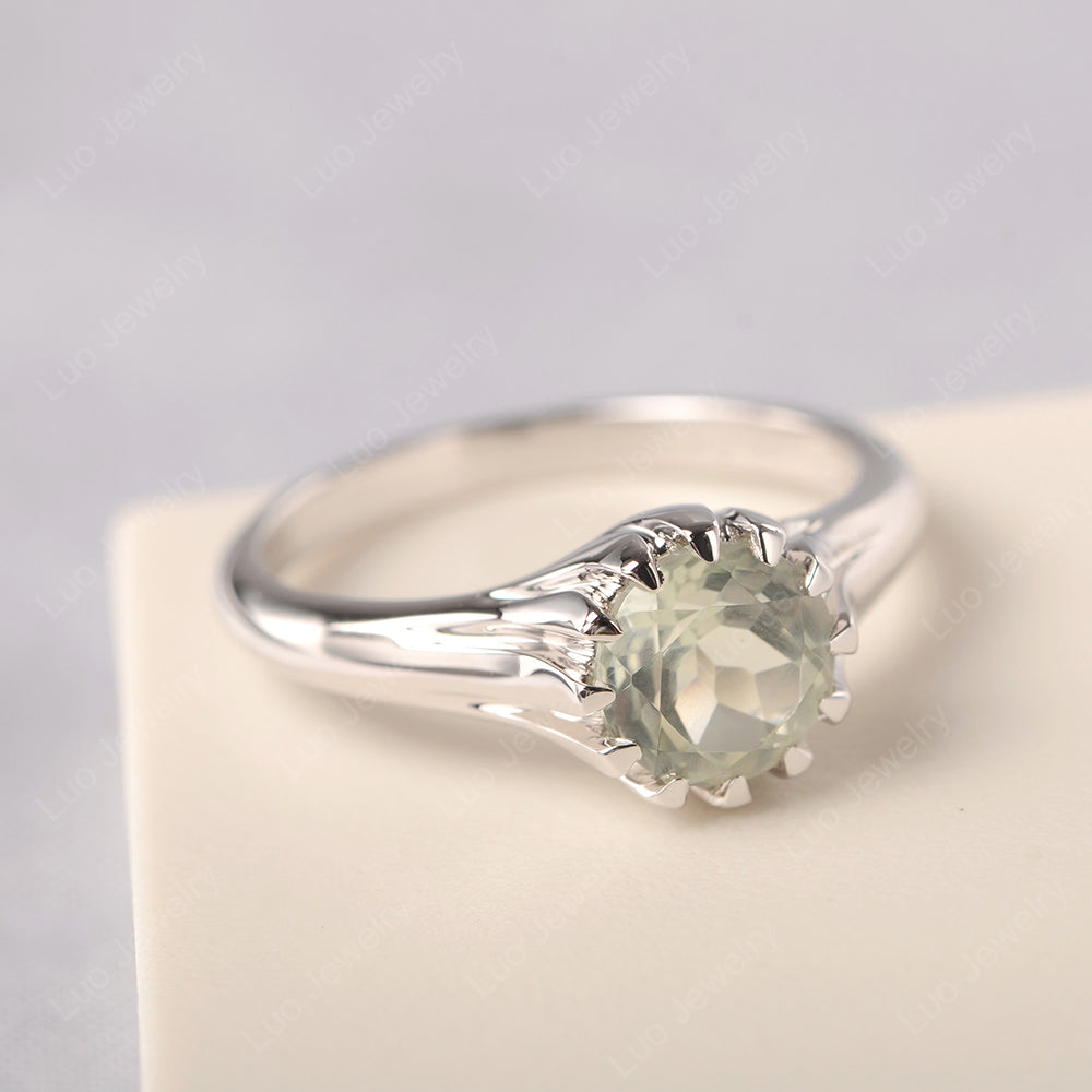 Vintage Green Amethyst Solitaire Engagement Ring - LUO Jewelry