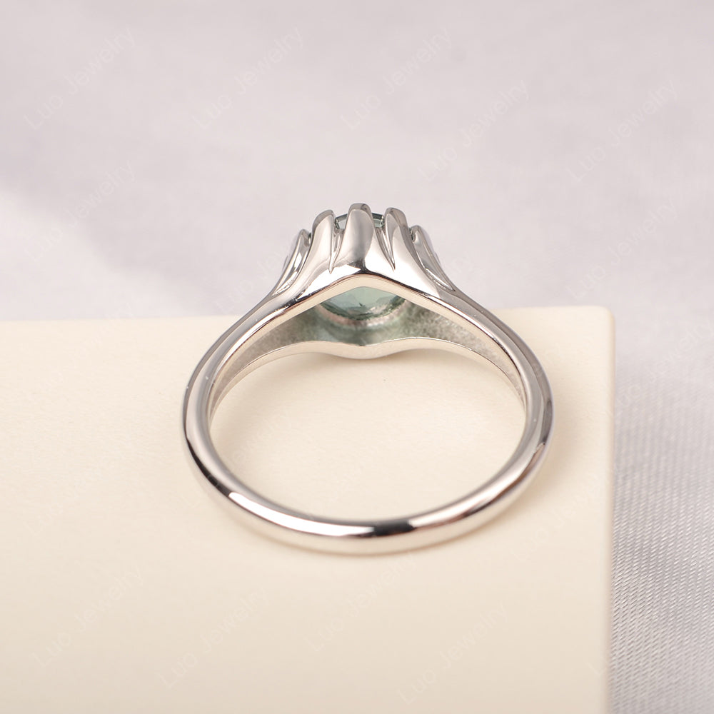 Vintage Green Sapphire Solitaire Engagement Ring - LUO Jewelry