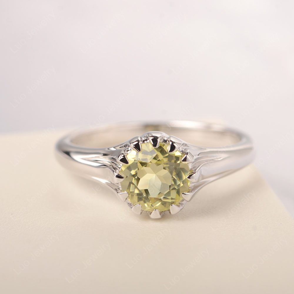 Vintage Lemon Quartz Solitaire Engagement Ring - LUO Jewelry