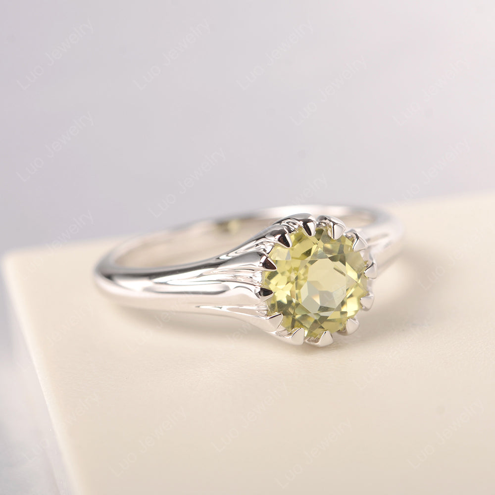 Vintage Lemon Quartz Solitaire Engagement Ring - LUO Jewelry