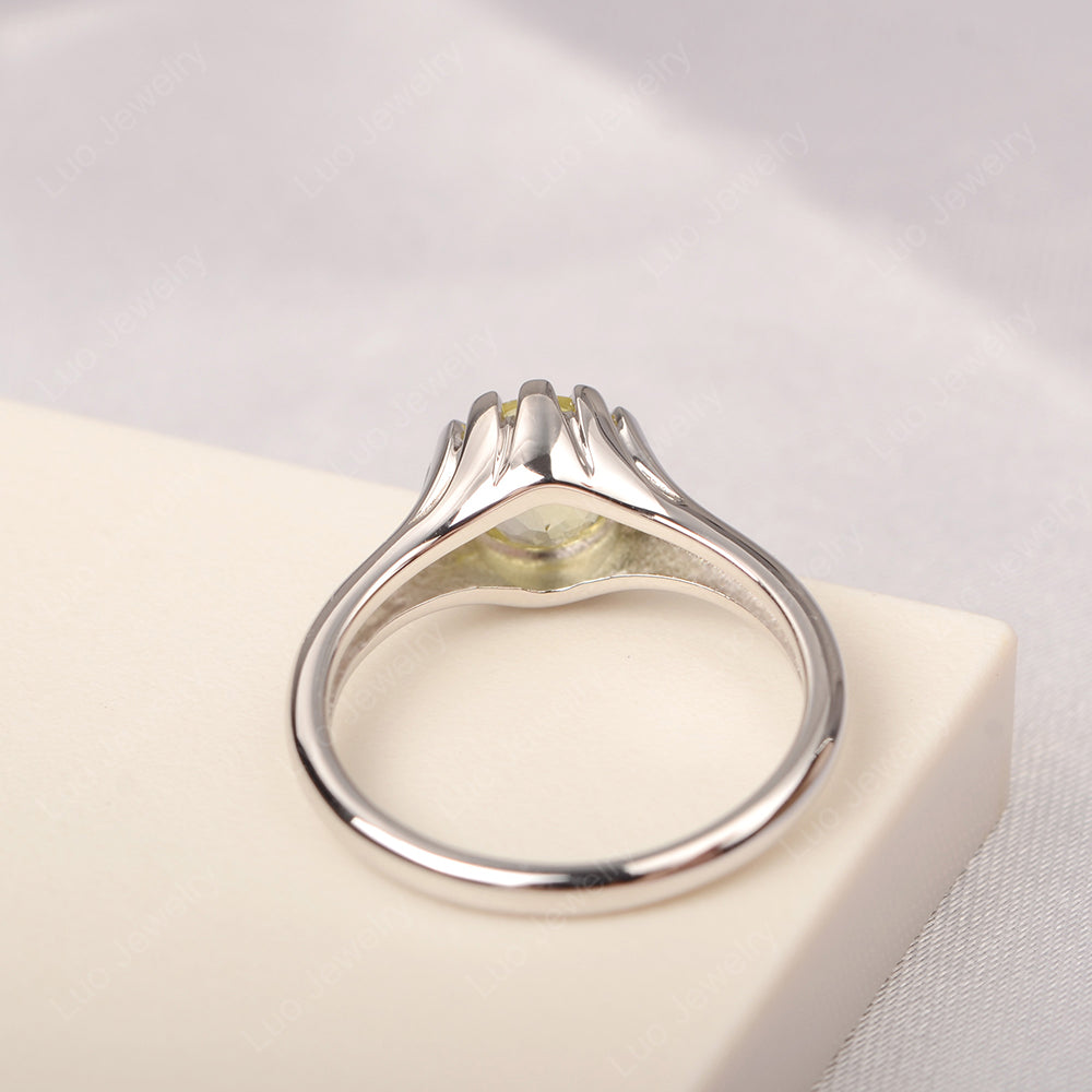 Vintage Lemon Quartz Solitaire Engagement Ring - LUO Jewelry