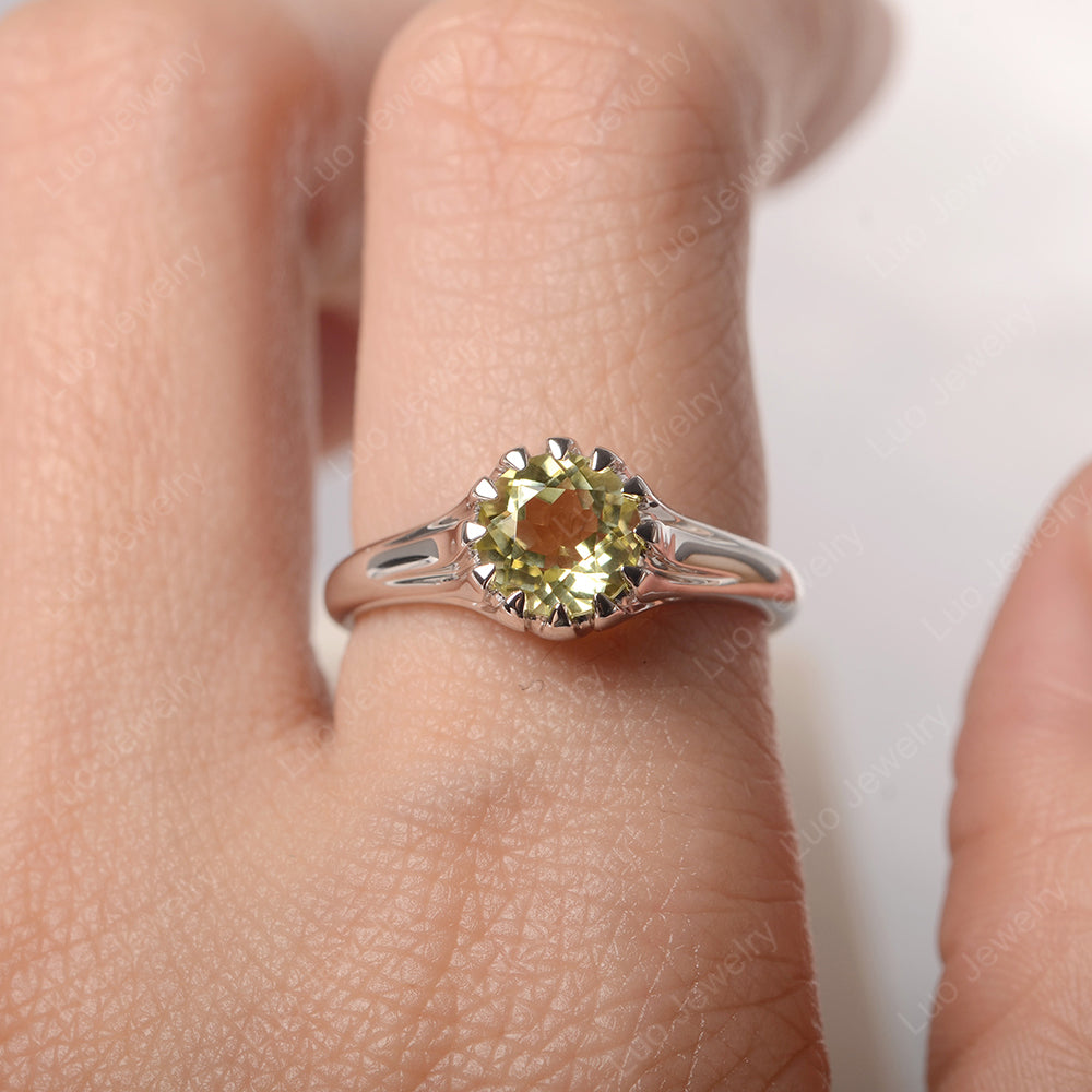 Vintage Lemon Quartz Solitaire Engagement Ring - LUO Jewelry