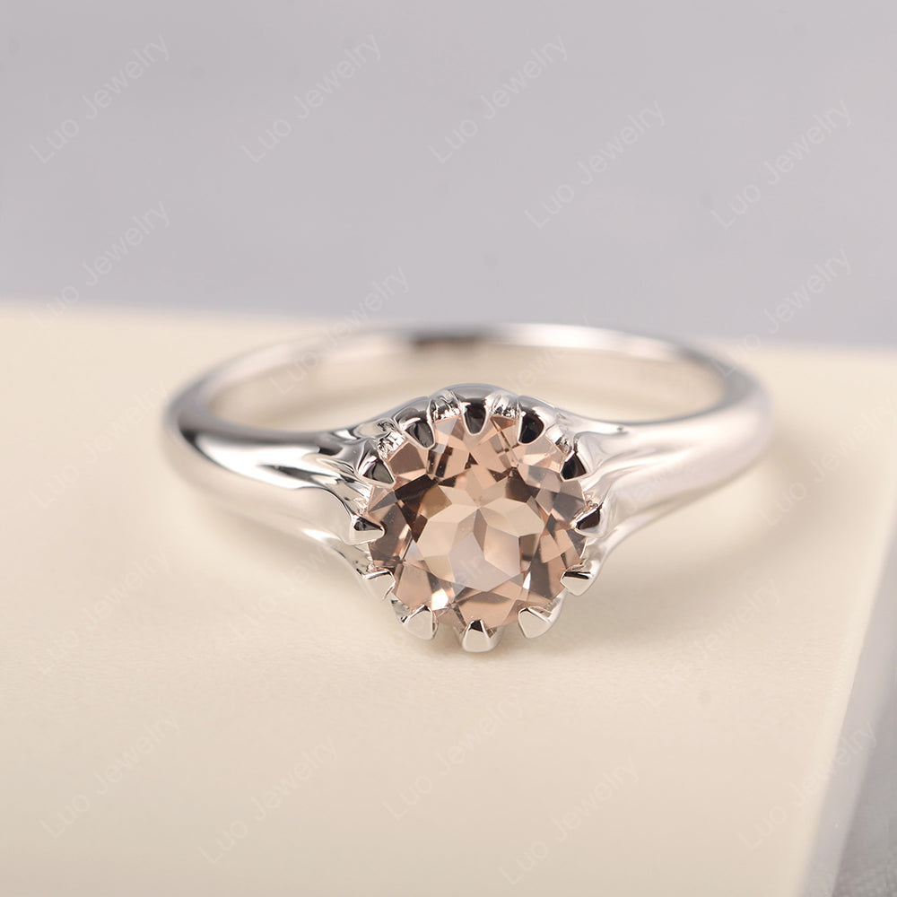 Vintage Morganite Solitaire Engagement Ring - LUO Jewelry