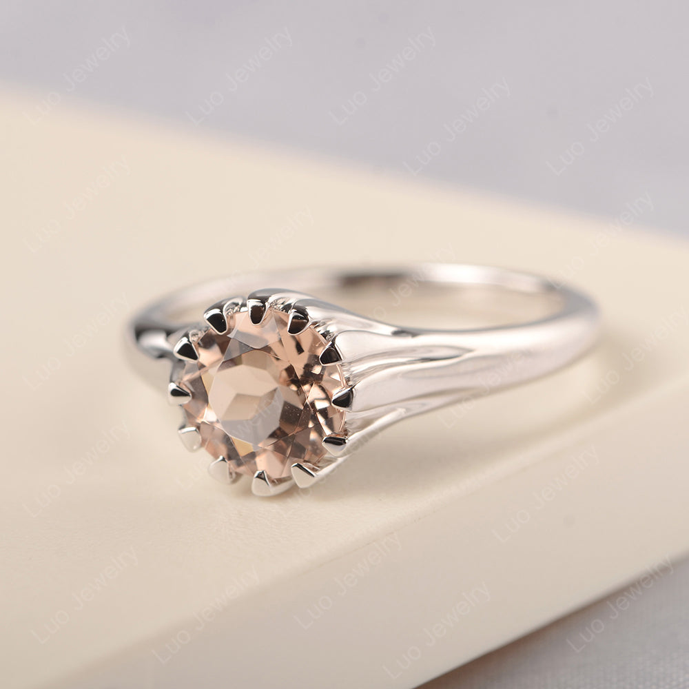 Vintage Morganite Solitaire Engagement Ring - LUO Jewelry