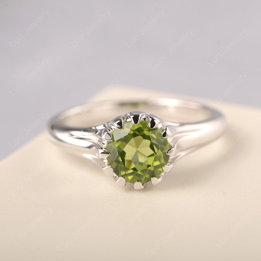Vintage Peridot Solitaire Engagement Ring - LUO Jewelry