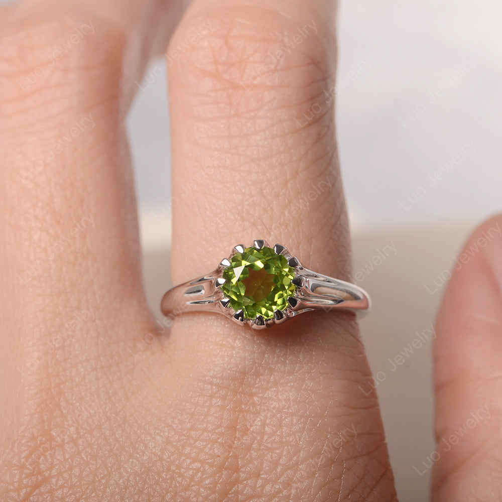 Vintage Peridot Solitaire Engagement Ring - LUO Jewelry
