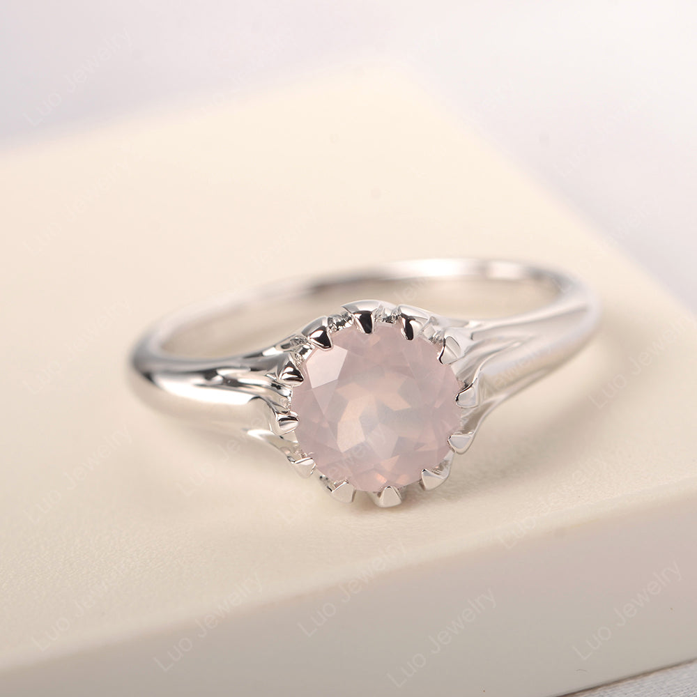 Vintage Rose Quartz Solitaire Engagement Ring - LUO Jewelry