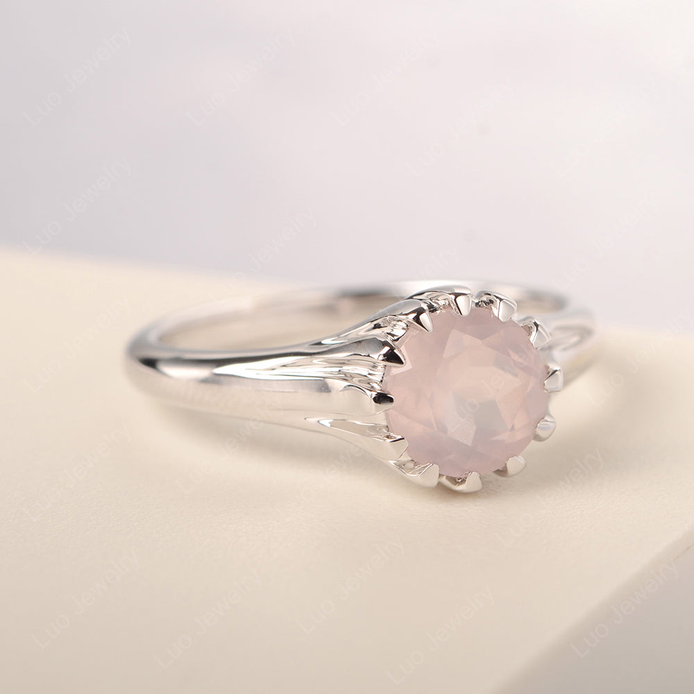 Vintage Rose Quartz Solitaire Engagement Ring - LUO Jewelry