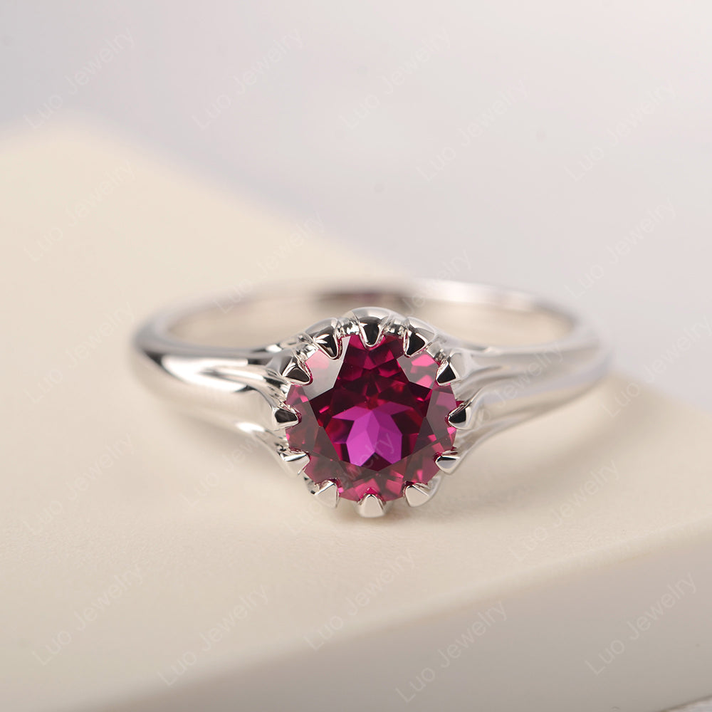 Vintage Ruby Solitaire Engagement Ring - LUO Jewelry