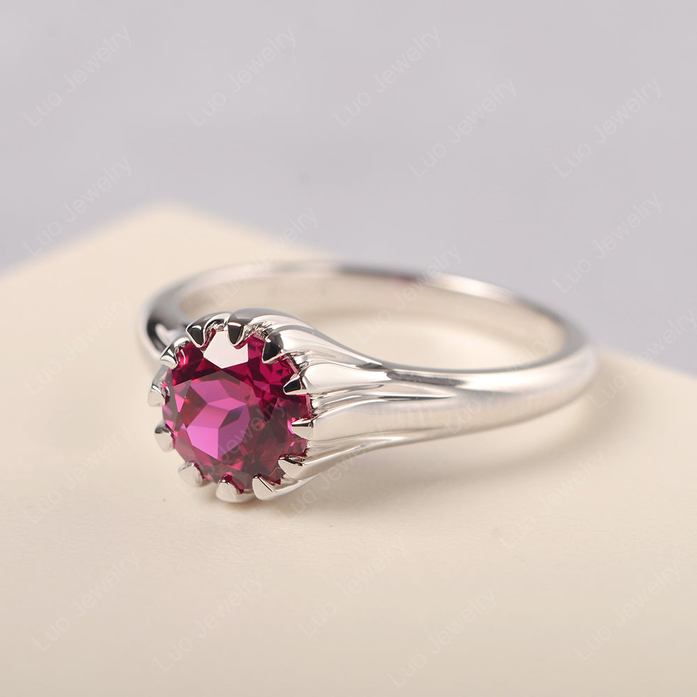 Vintage Ruby Solitaire Engagement Ring - LUO Jewelry
