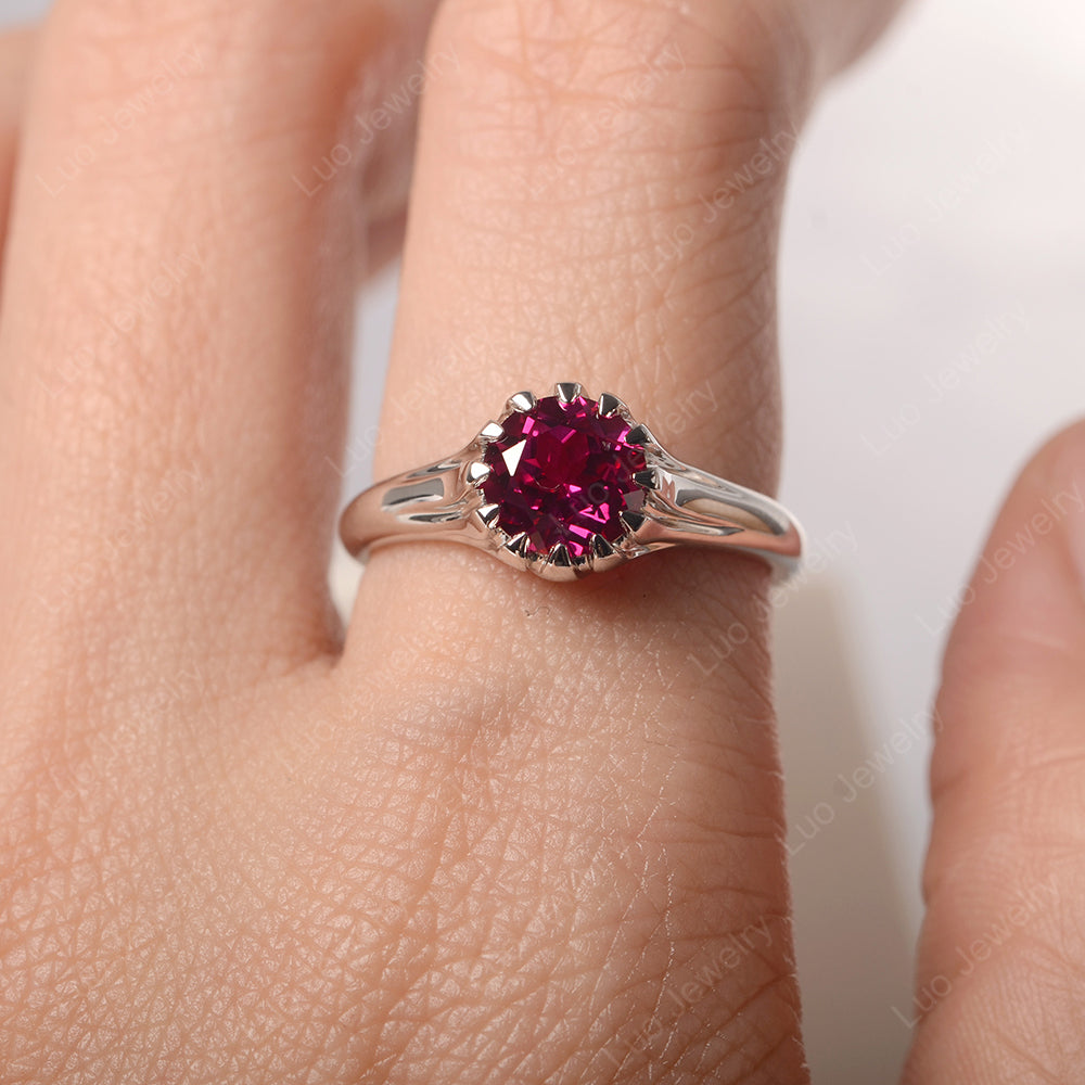 Vintage Ruby Solitaire Engagement Ring - LUO Jewelry