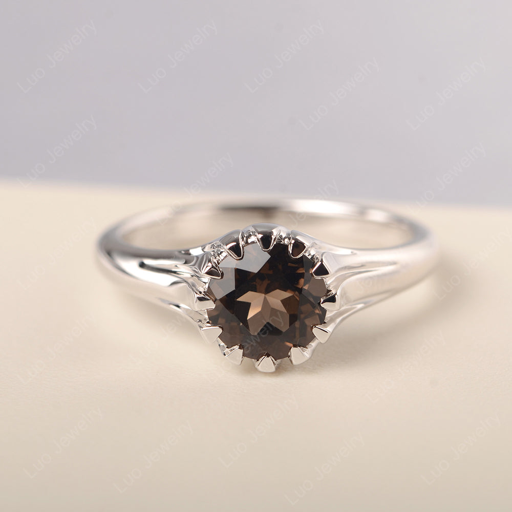 Vintage Smoky Quartz  Solitaire Engagement Ring - LUO Jewelry