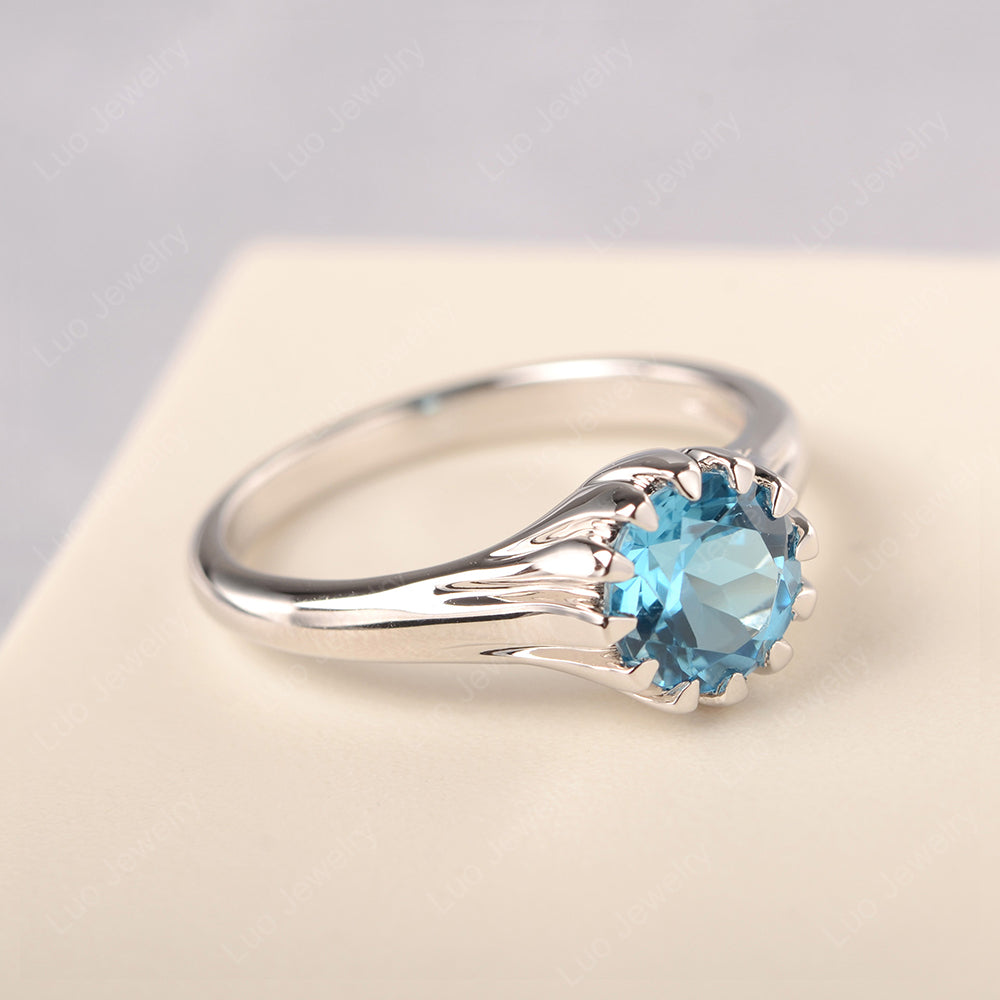 Vintage Swiss Blue Topaz Solitaire Engagement Ring - LUO Jewelry