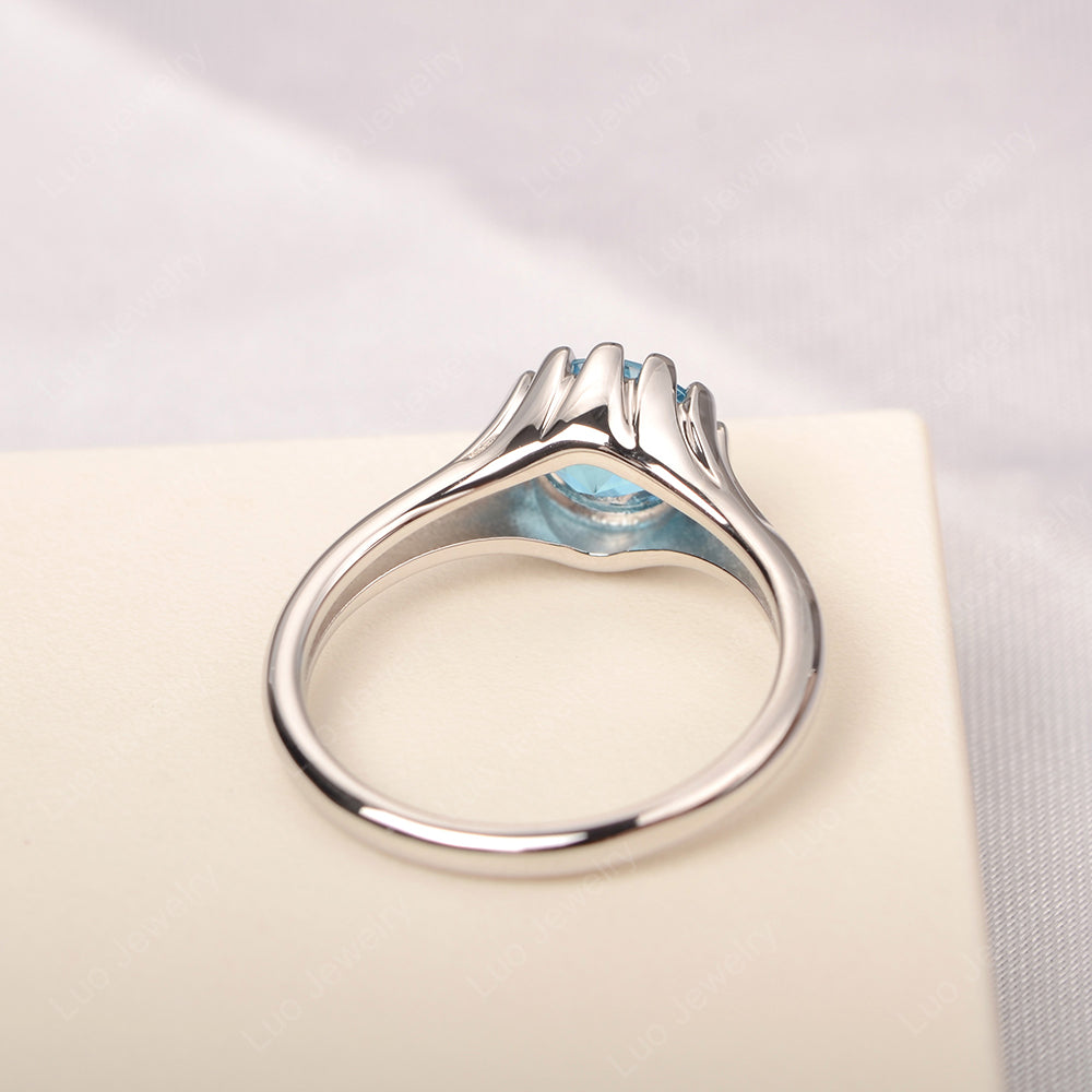 Vintage Swiss Blue Topaz Solitaire Engagement Ring - LUO Jewelry