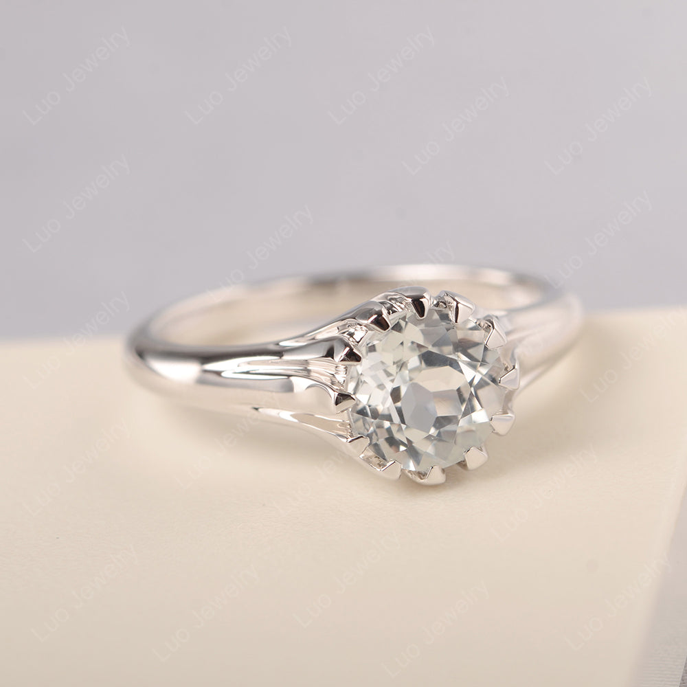 Vintage White Topaz Solitaire Engagement Ring - LUO Jewelry