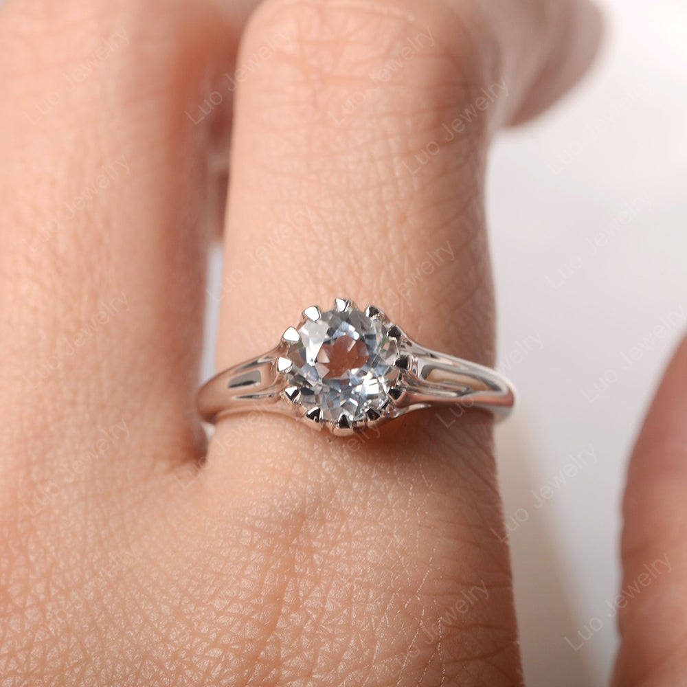 Vintage White Topaz Solitaire Engagement Ring - LUO Jewelry