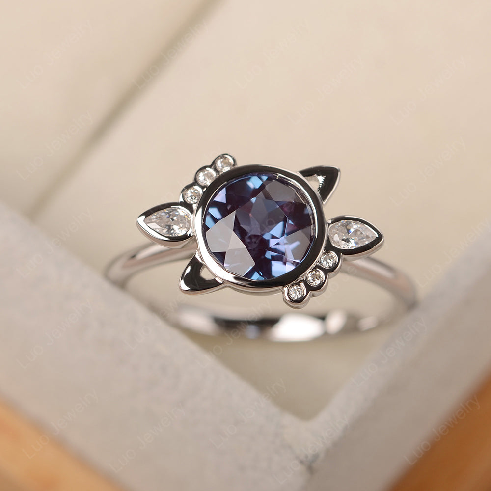 Saturn Style Alexandrite Engagement Ring - LUO Jewelry