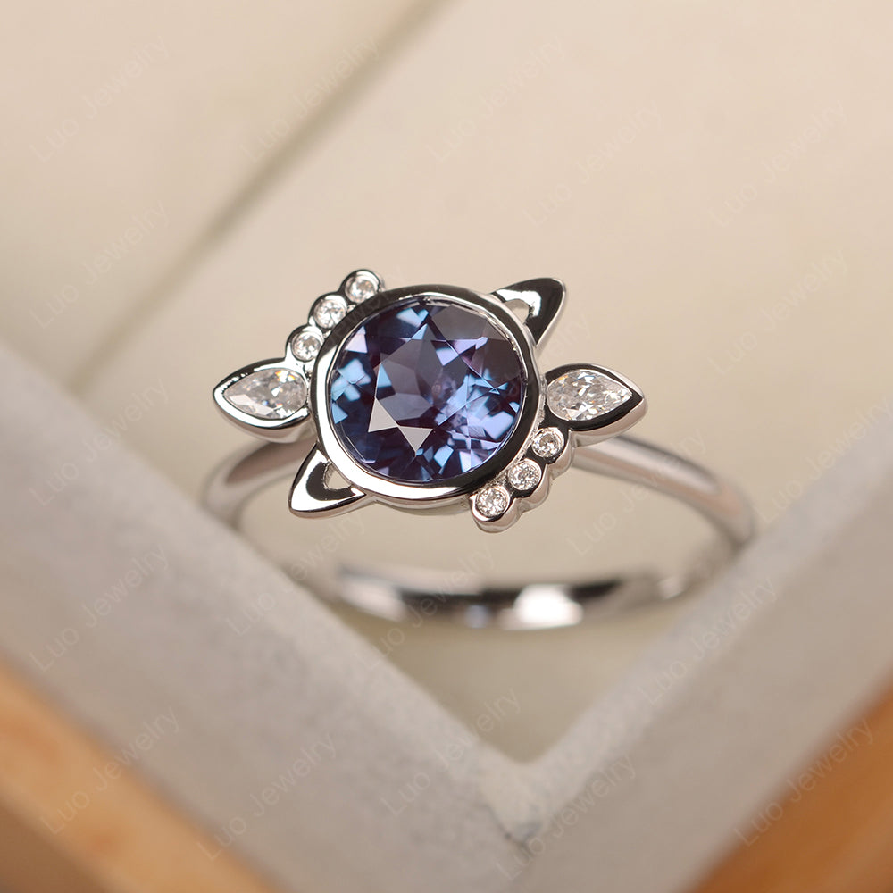 Saturn Style Alexandrite Engagement Ring - LUO Jewelry