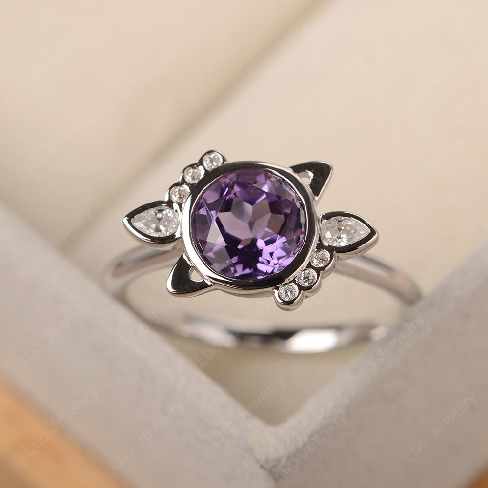 Saturn Style Amethyst Engagement Ring - LUO Jewelry