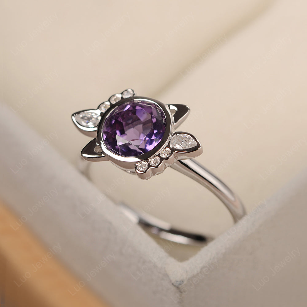 Saturn Style Amethyst Engagement Ring - LUO Jewelry