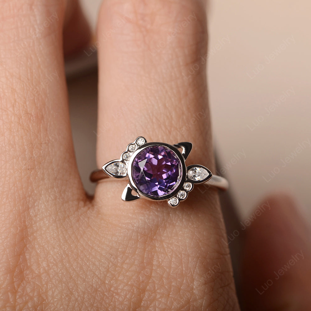 Saturn Style Amethyst Engagement Ring - LUO Jewelry