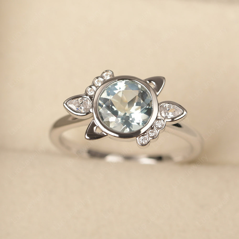 Saturn Style Aquamarine Engagement Ring - LUO Jewelry