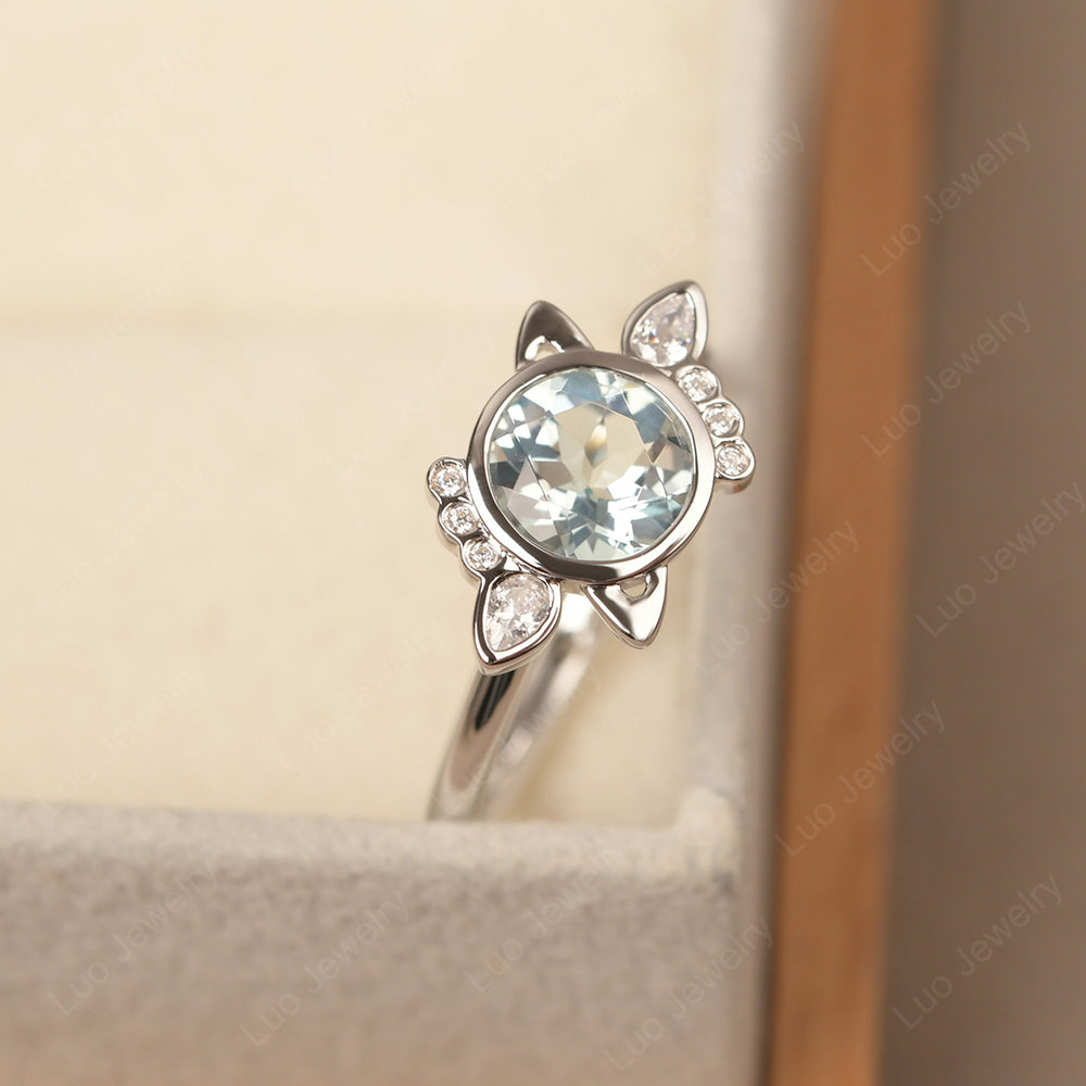 Saturn Style Aquamarine Engagement Ring - LUO Jewelry