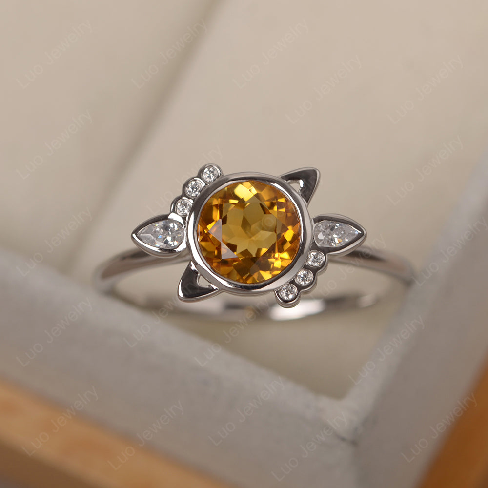 Saturn Style Citrine Engagement Ring - LUO Jewelry