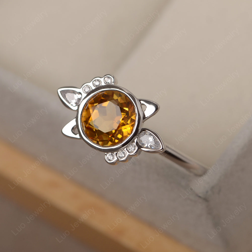 Saturn Style Citrine Engagement Ring - LUO Jewelry