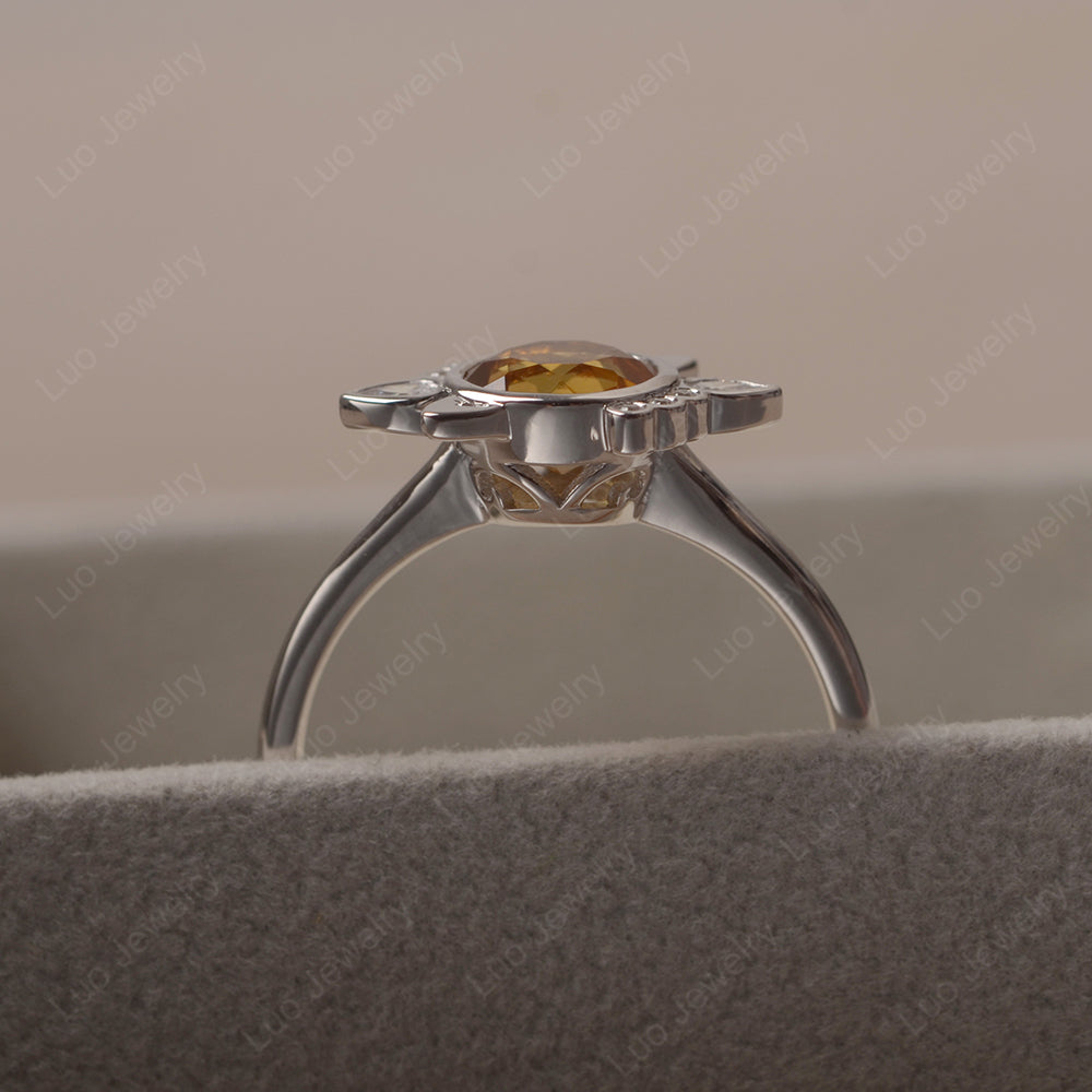 Saturn Style Citrine Engagement Ring - LUO Jewelry