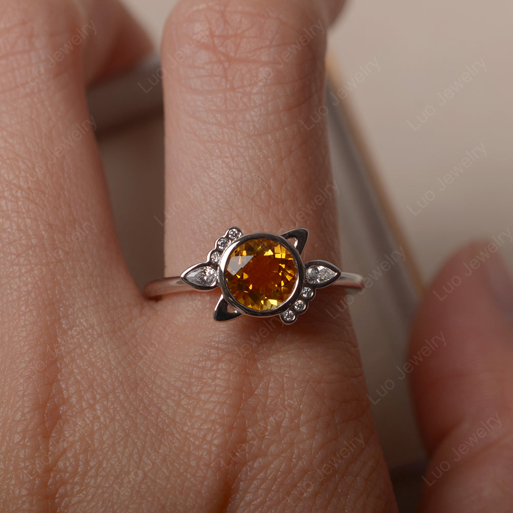 Saturn Style Citrine Engagement Ring - LUO Jewelry